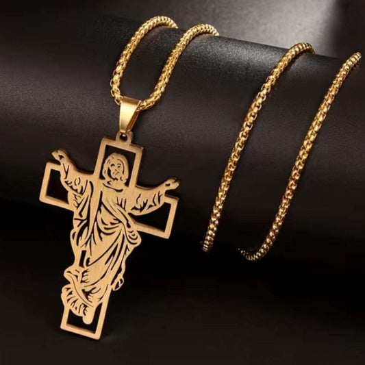 Gold Jesus Christ Cross Necklace