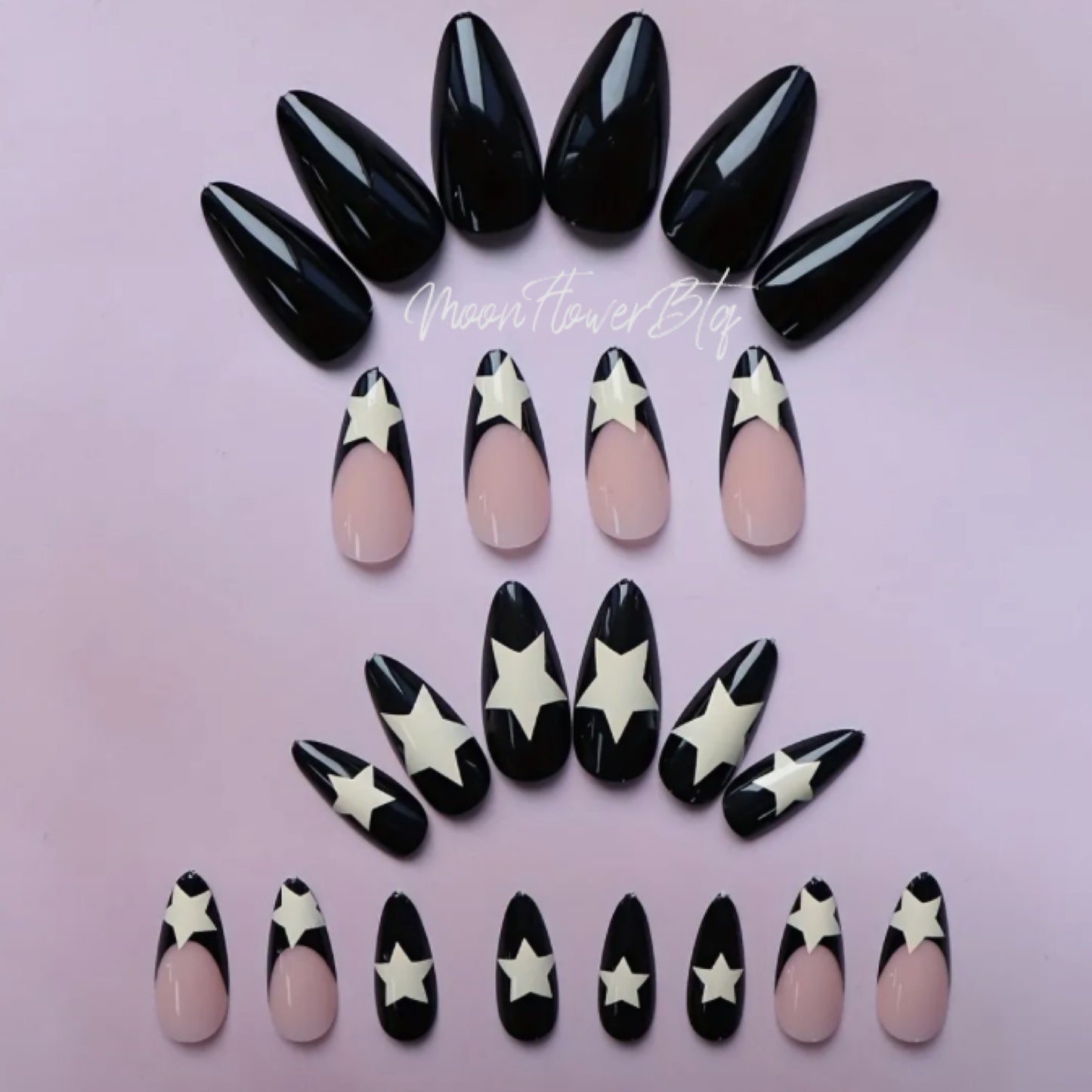 French Star Almond-Shaped Press-On Nails