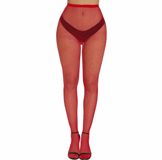 Sexy High Waist Fishnet Stockings Red