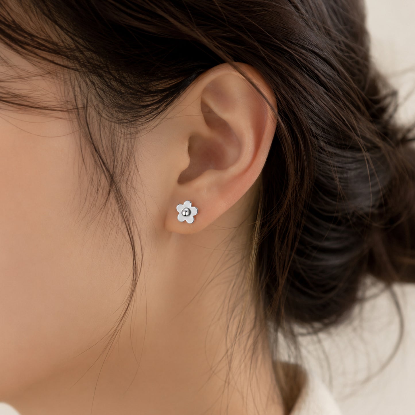 Tiny Flower Flat Back Stud Earrings