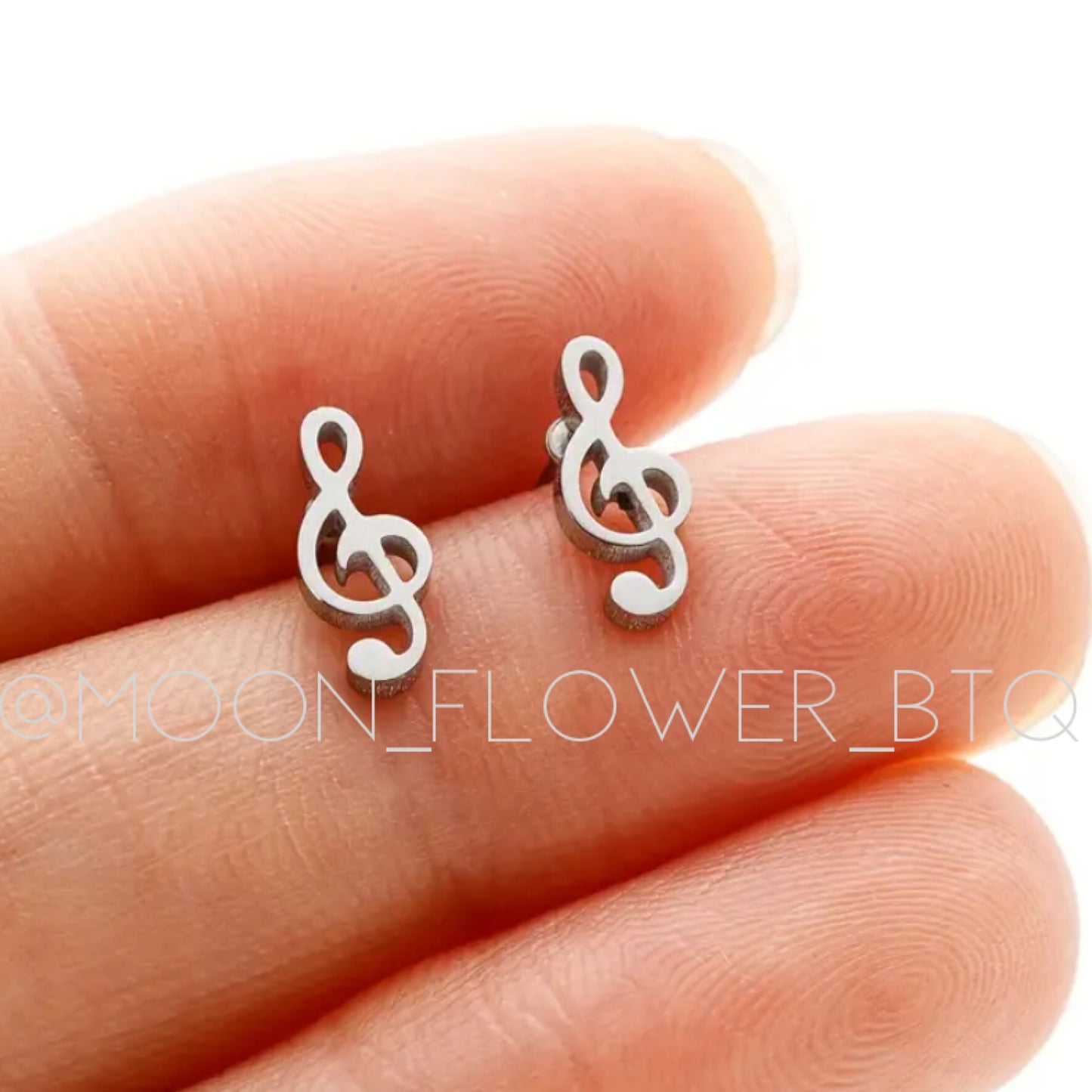 Tiny Music Note Treble Clef Stud Earrings