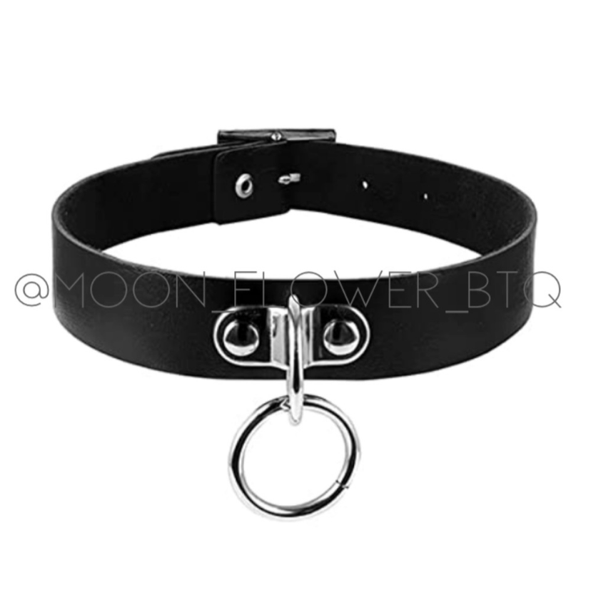 Black Punk Hanging Hoop Choker Necklace