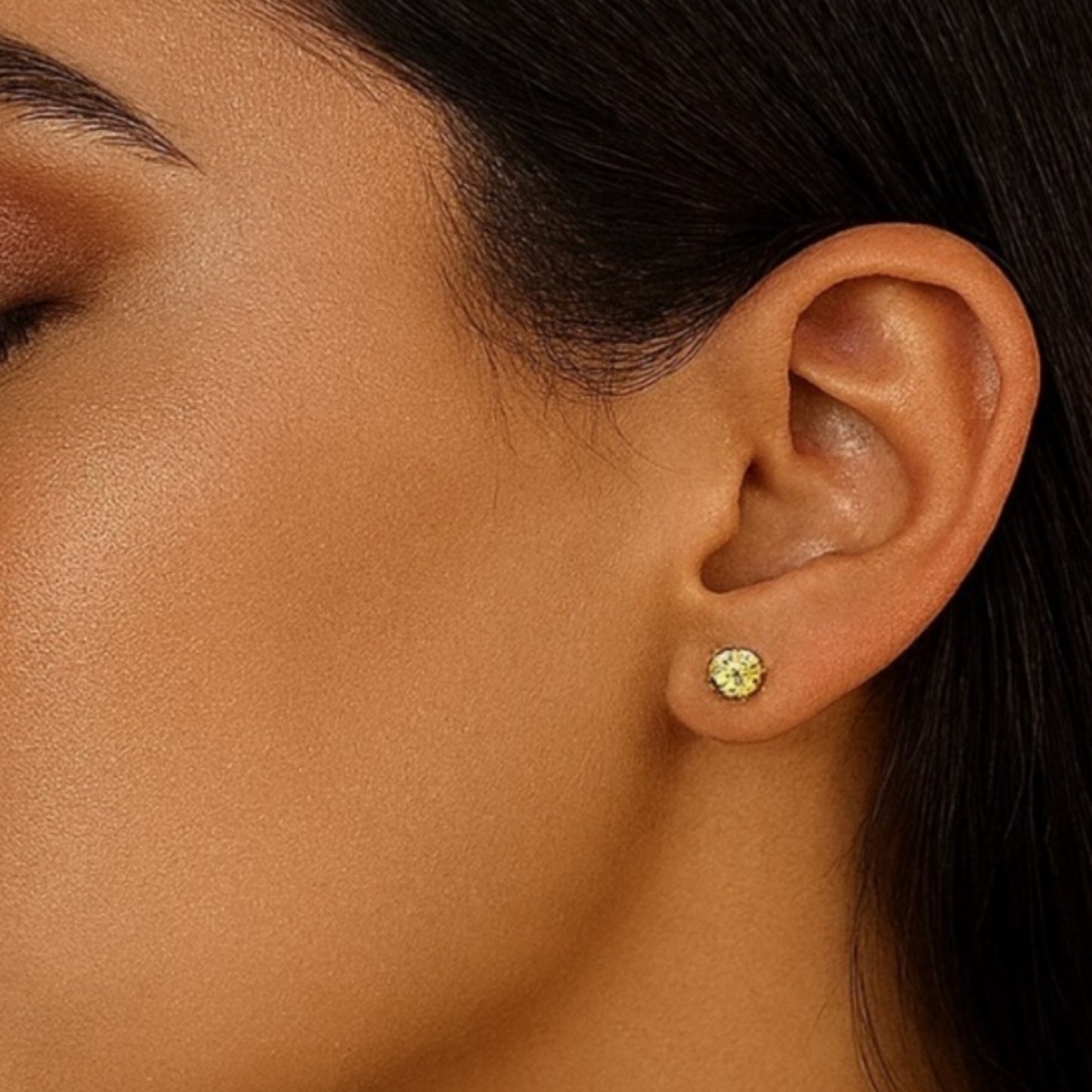 Yellow CZ Double Ended Screw Back Stud Earrings