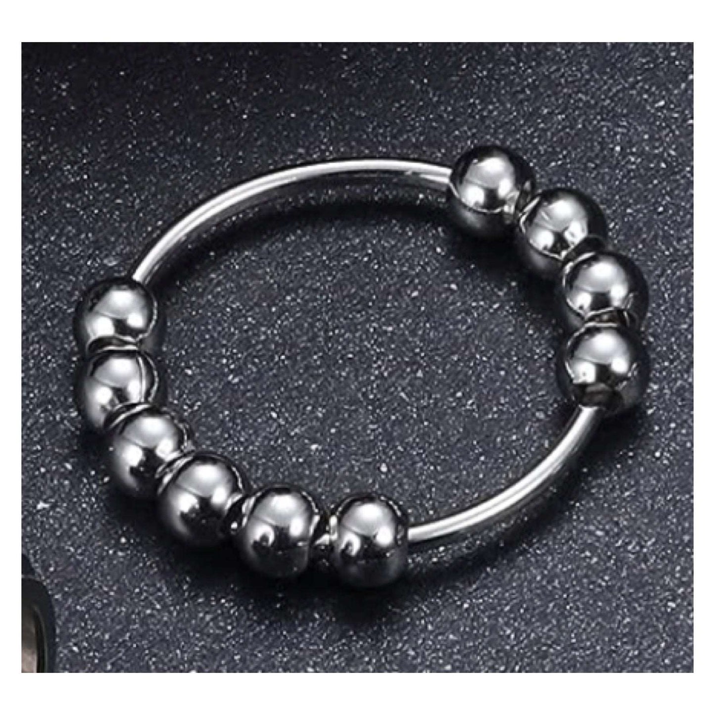 Round Beaded Stainless Steel Anxiety Fidget Ring