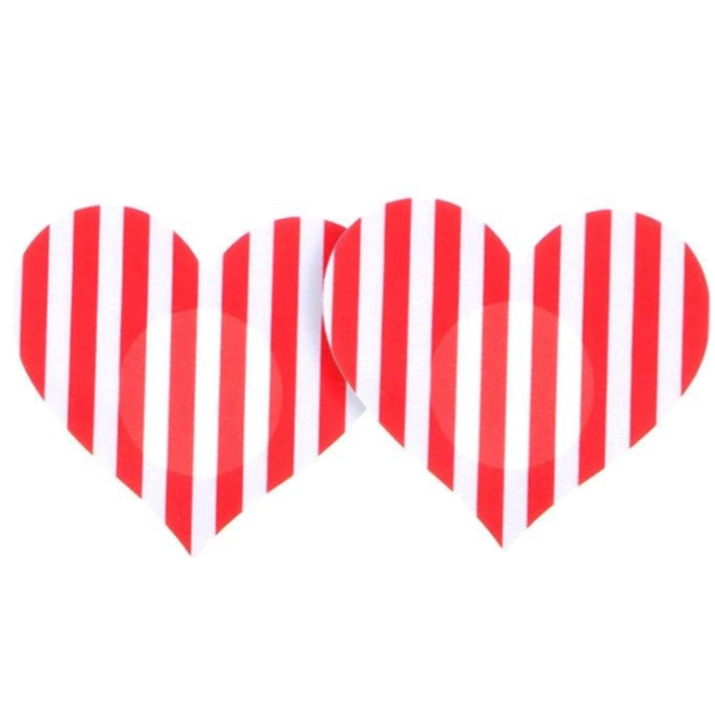 Red Striped Heart Breast Petal Pasties