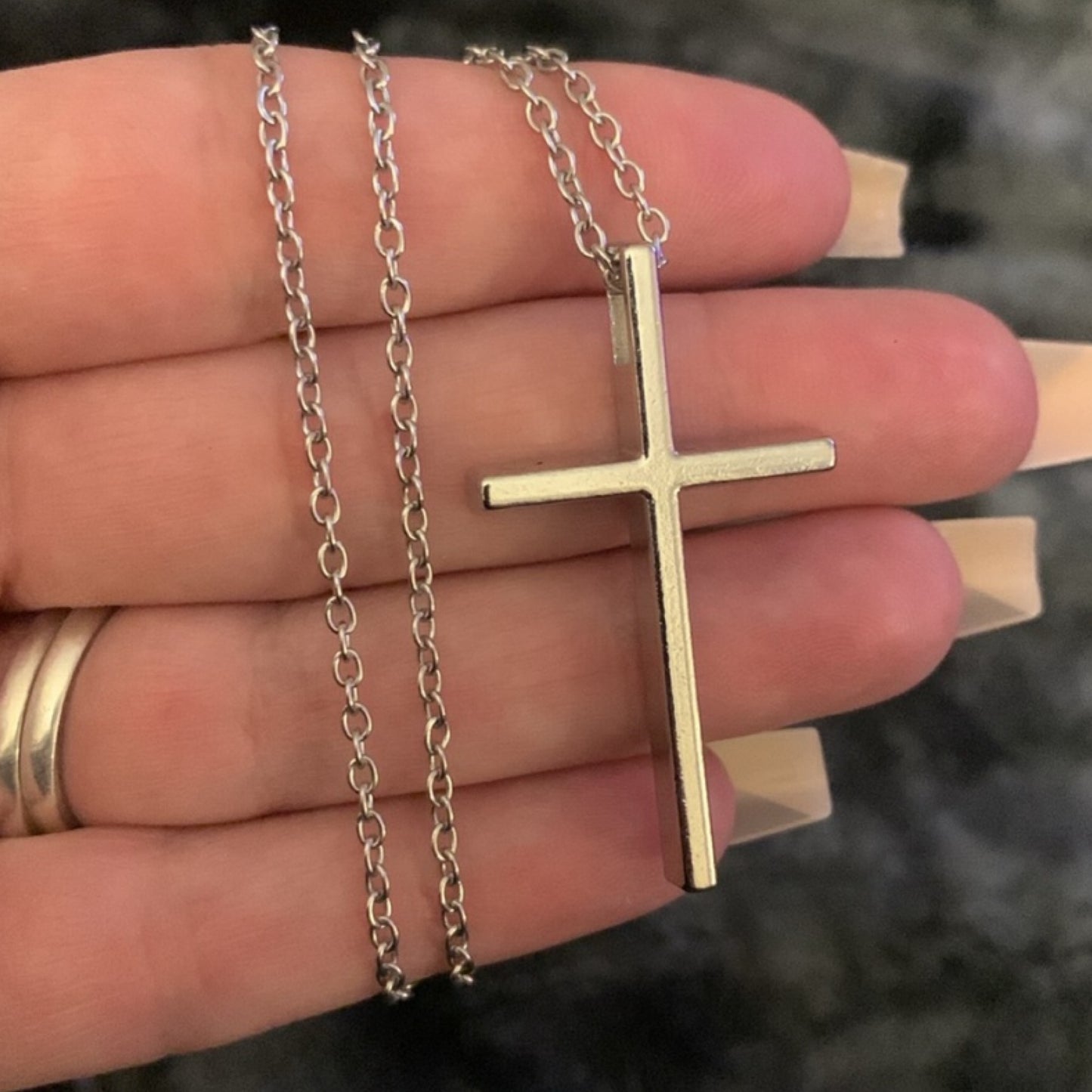 Simple Minimalist Silver Cross Necklace