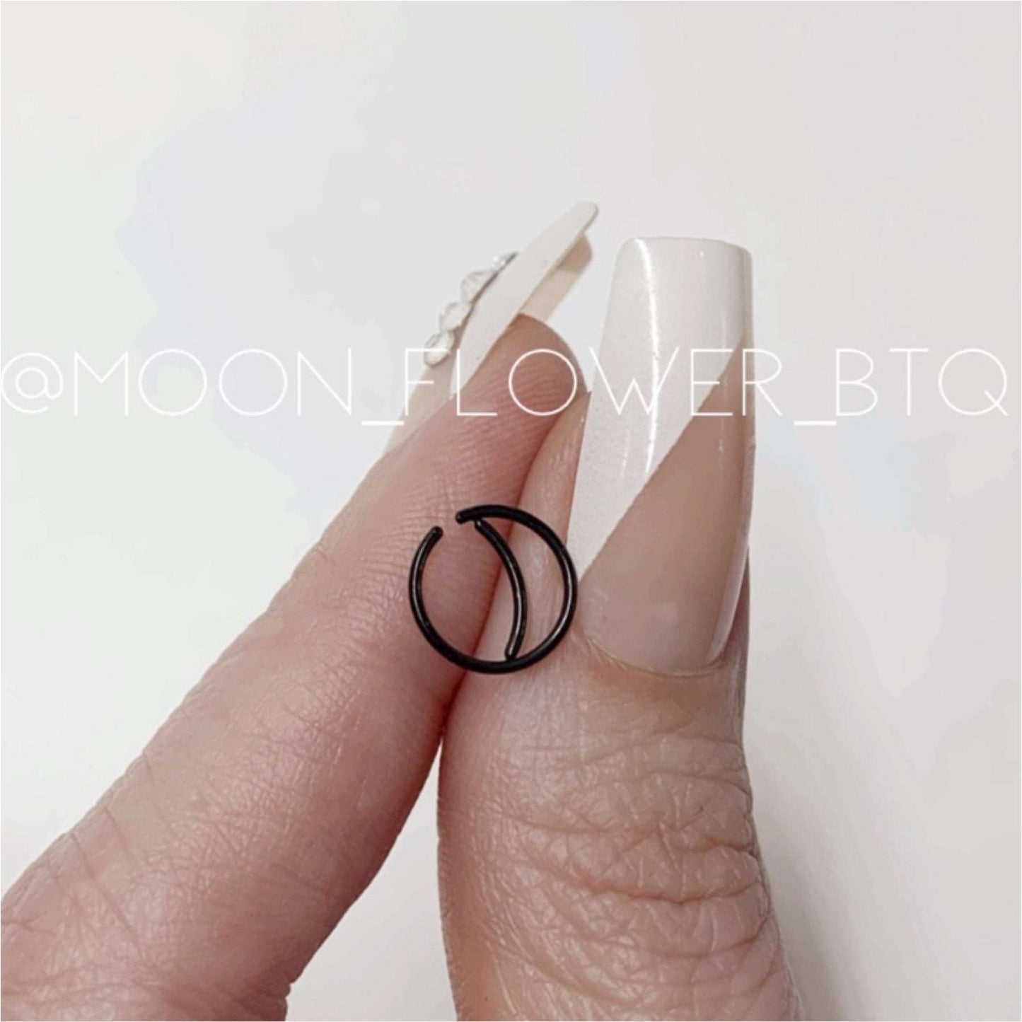 Black Crescent Moon Fixed Hoop Nose Ring