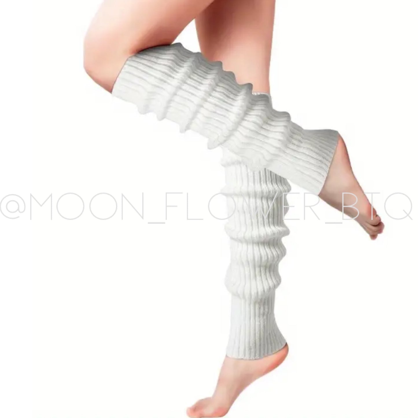 White Warm Knit Leg Warmers