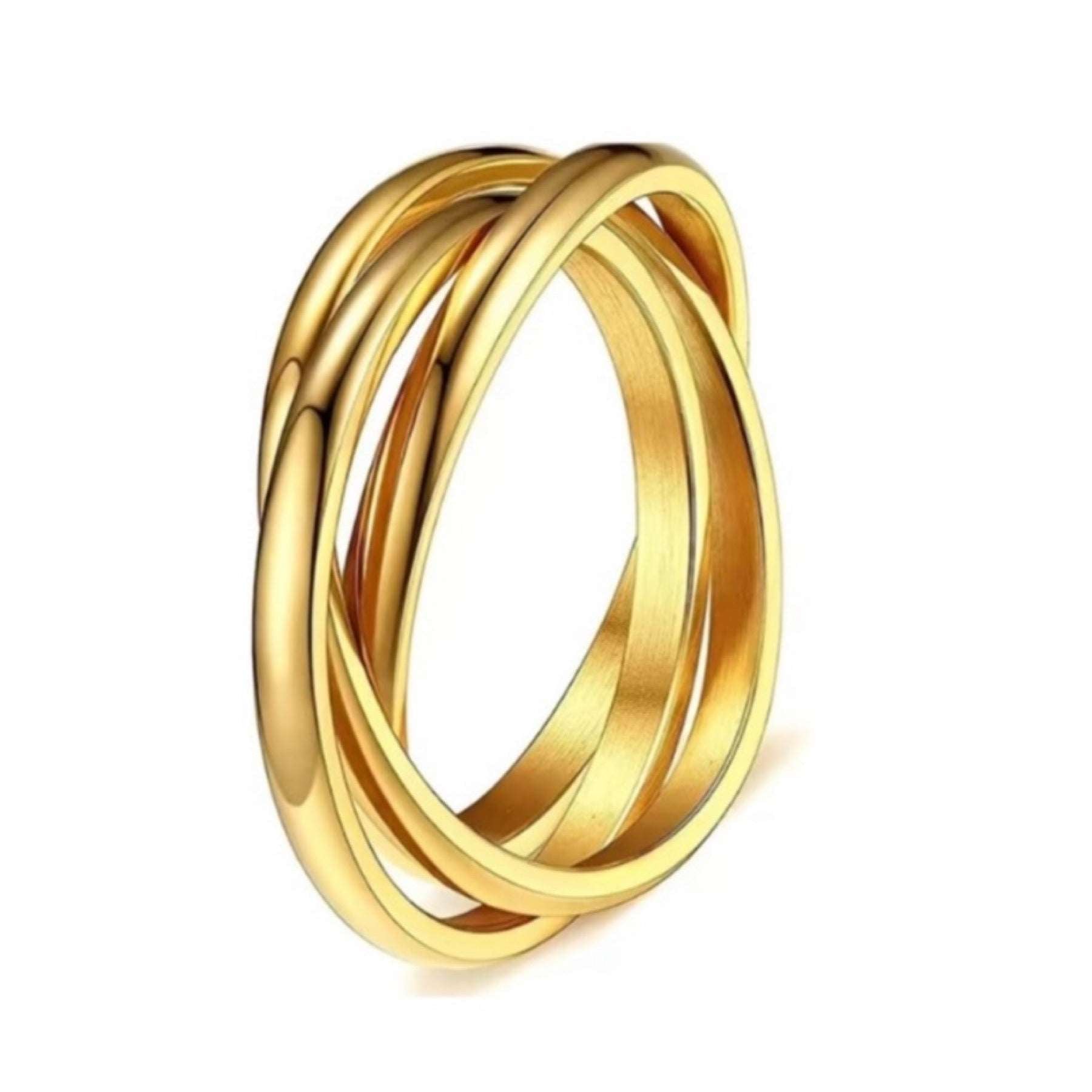 Gold Triple Interconnected Stainless Steel Anxiety Fidget Ring ...