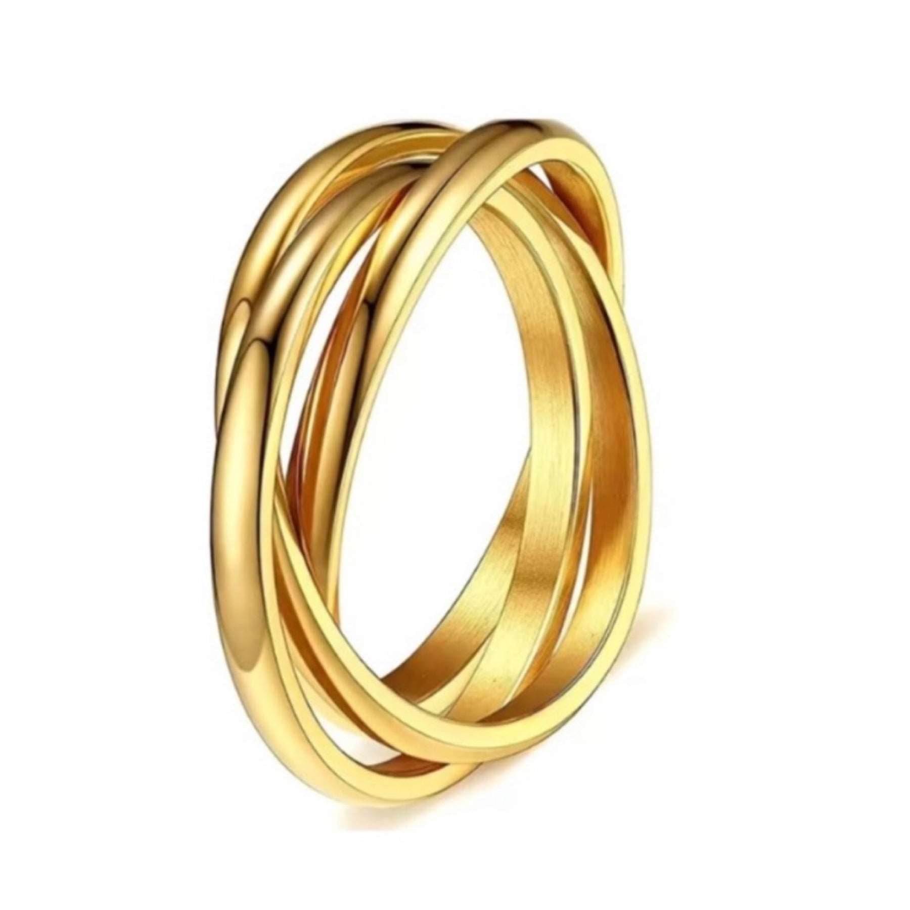 Gold Triple Interconnected Stainless Steel Anxiety Fidget Ring