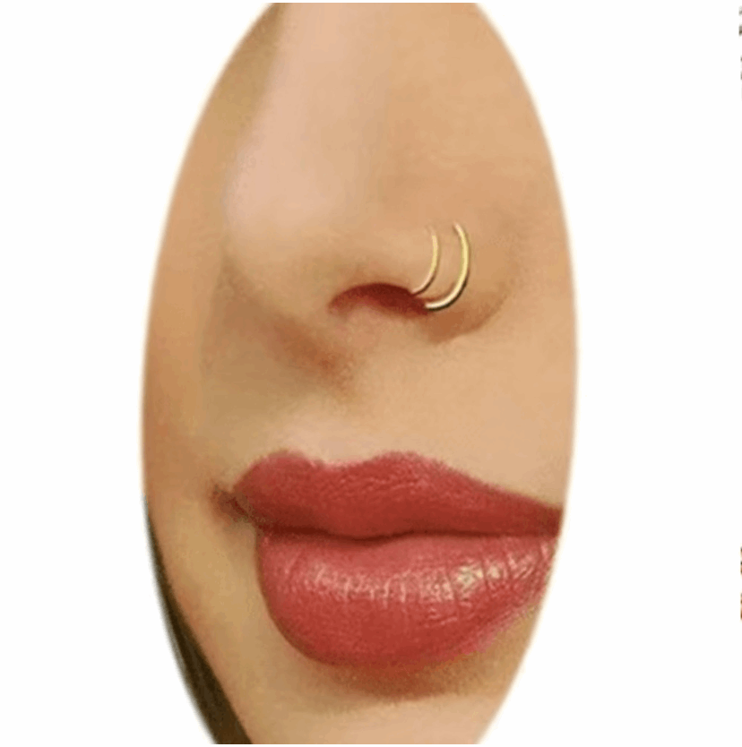 Rainbow Double Hoop Nose Ring for Single Piercing