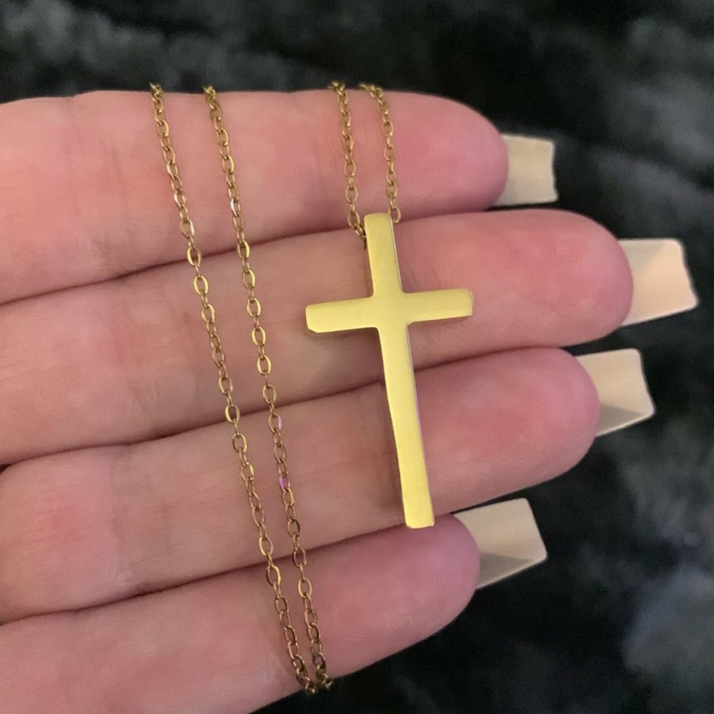 Simple Minimalist Gold Cross Necklace