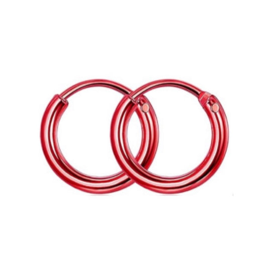 Red Huggie Hoop Earrings