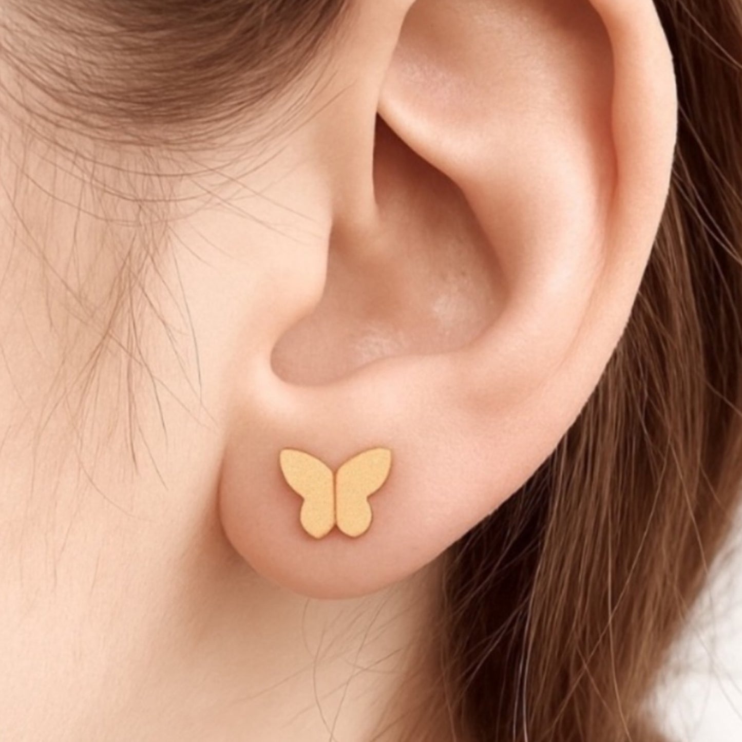 Gold Butterfly Flat Back Stud Earrings