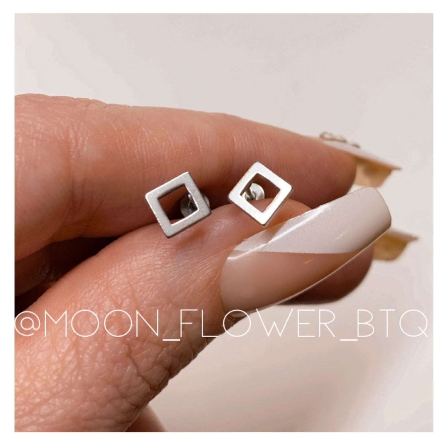 Silver Square Flat Back Earrings