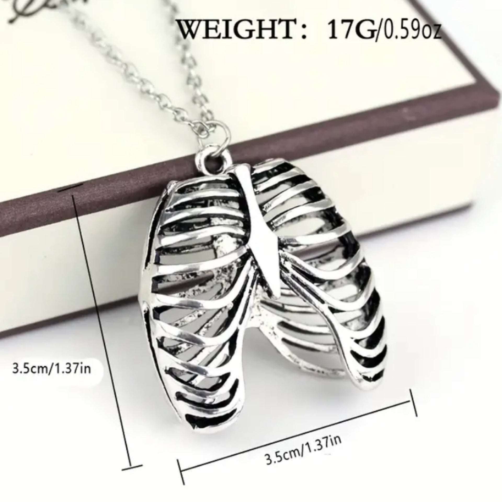 Silver Rib Cage Pendant Necklace