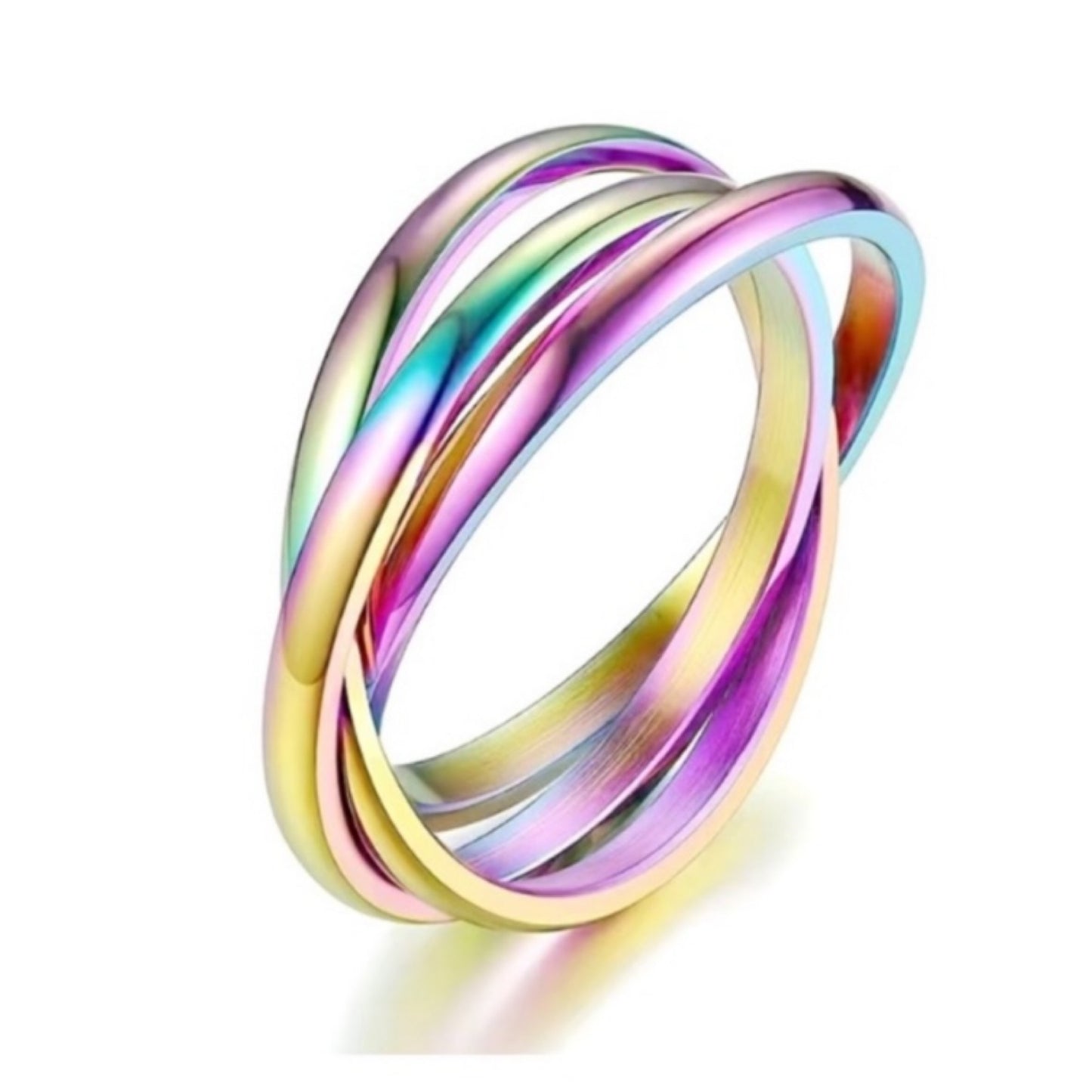 Rainbow Triple Interconnected Anxiety Fidget Ring