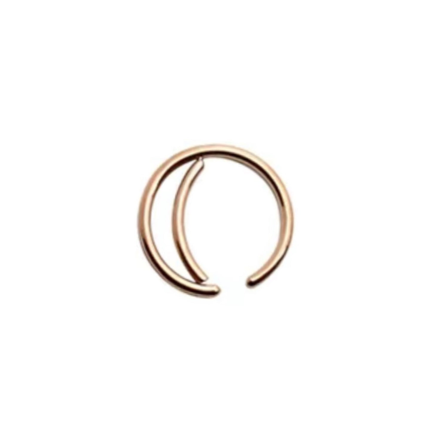 Rose Gold Crescent Moon Fixed Hoop Nose Ring