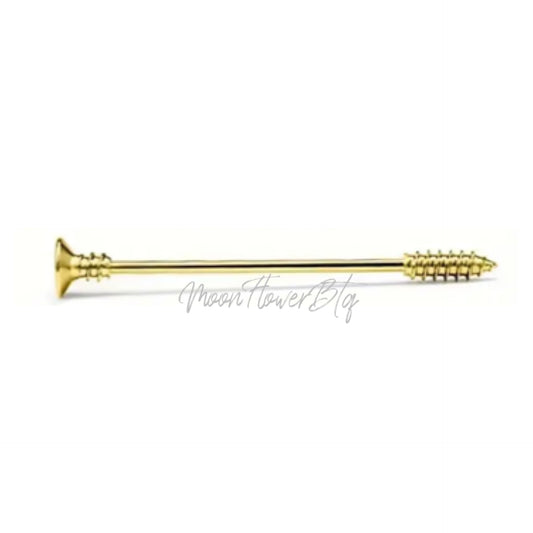 Gold Screw Industrial Barbell Earring