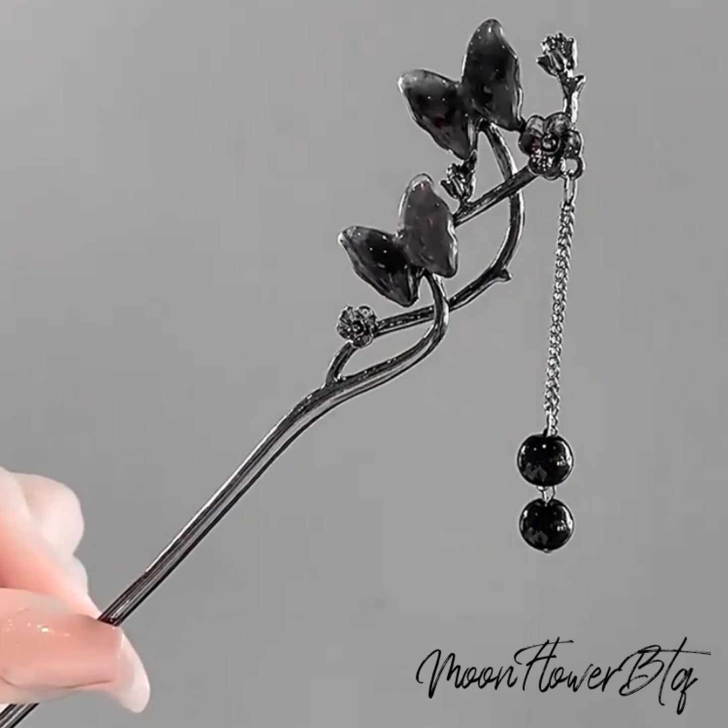 Gothic Black Butterfly Hair Pin