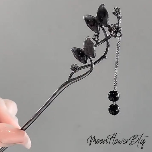 Gothic Black Butterfly Hair Pin