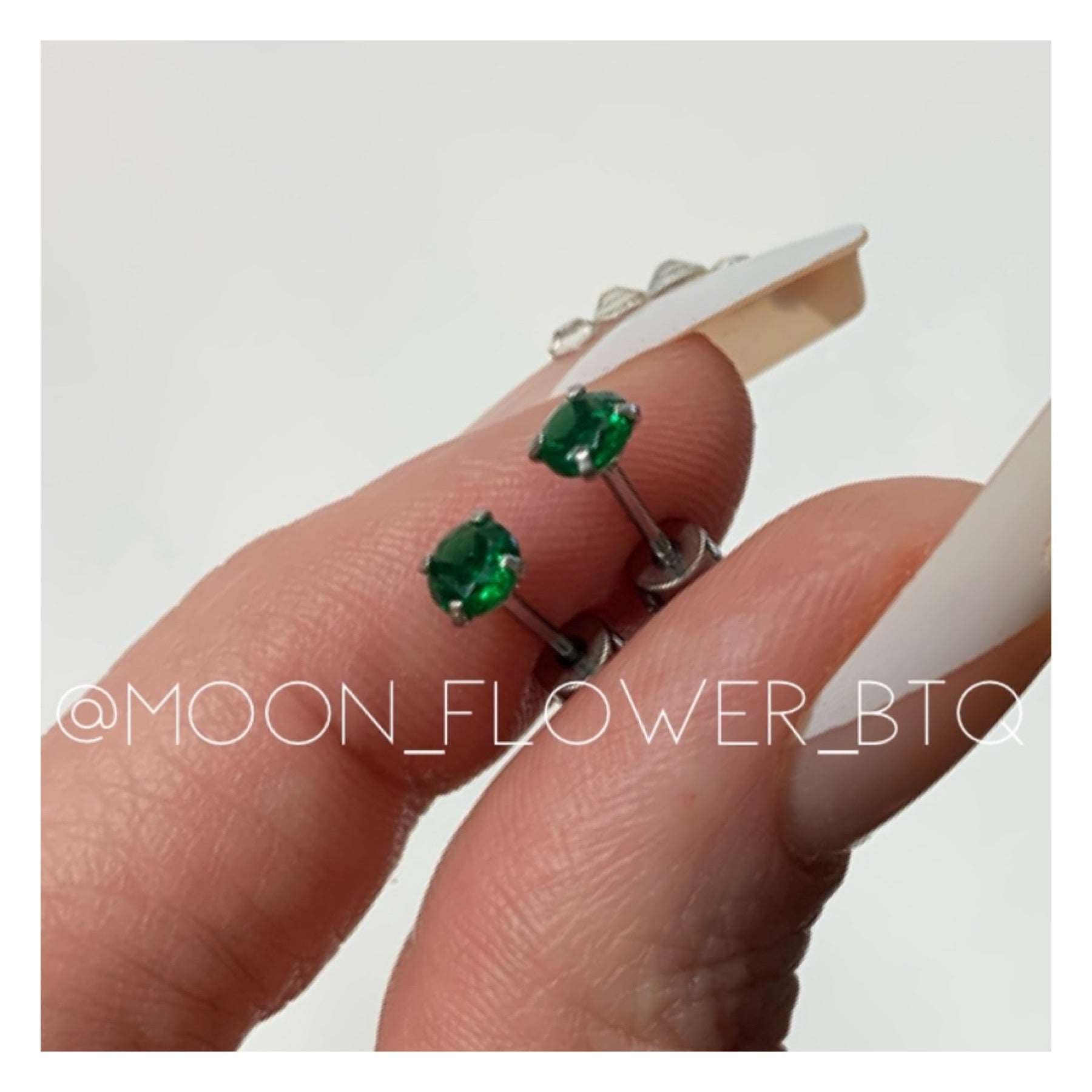 Green CZ Double Ended Earrings