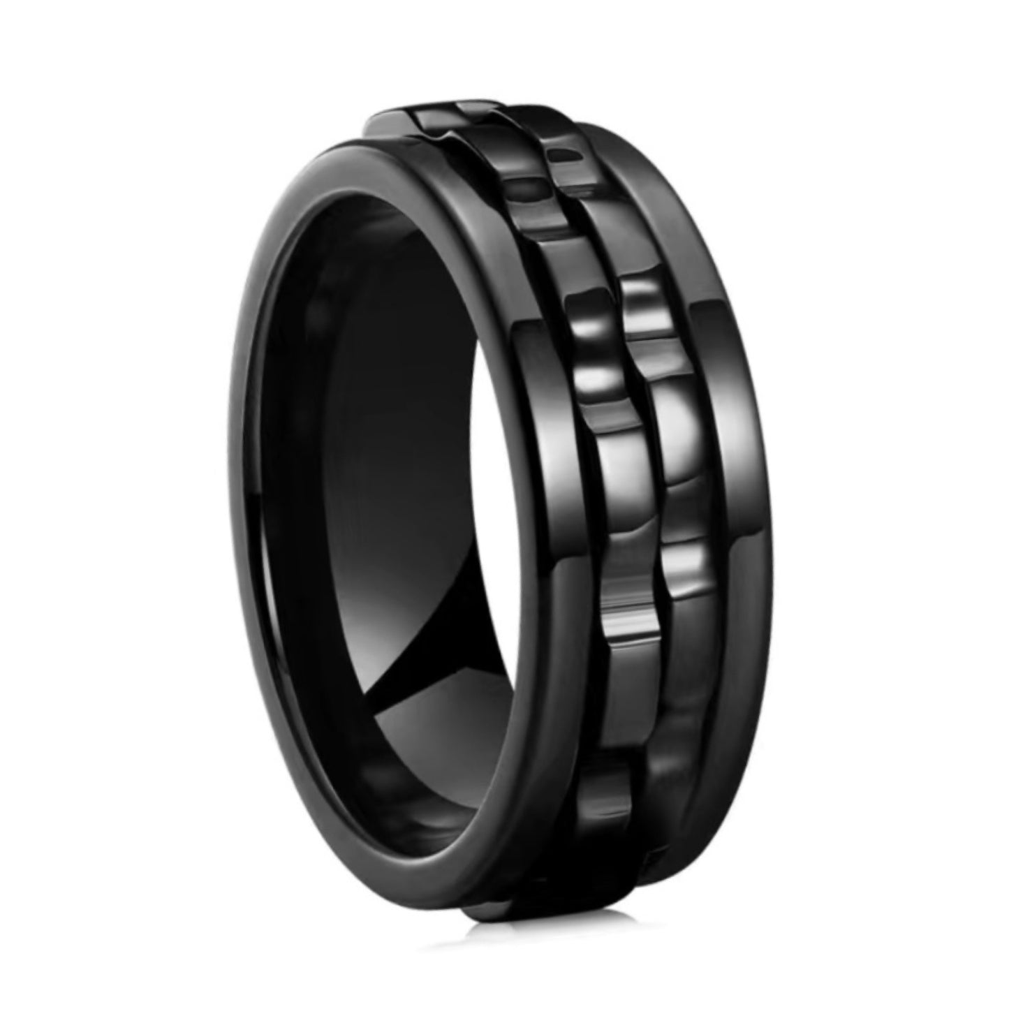 Black Spinning Gears Anxiety Fidget Ring