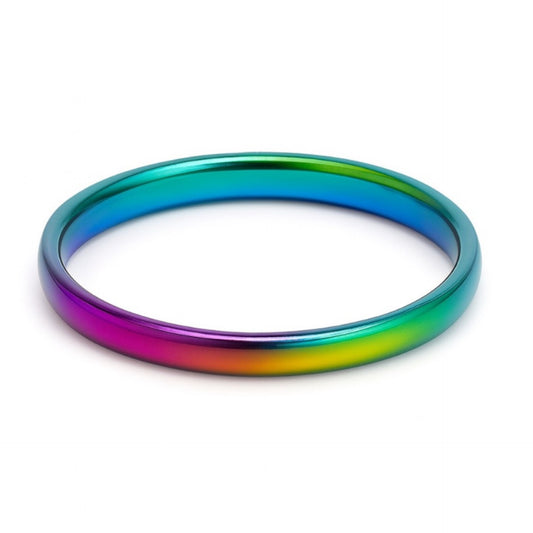 Rainbow Stainless Steel Band Ring | 2mm Anodized Multicolor Jewelry