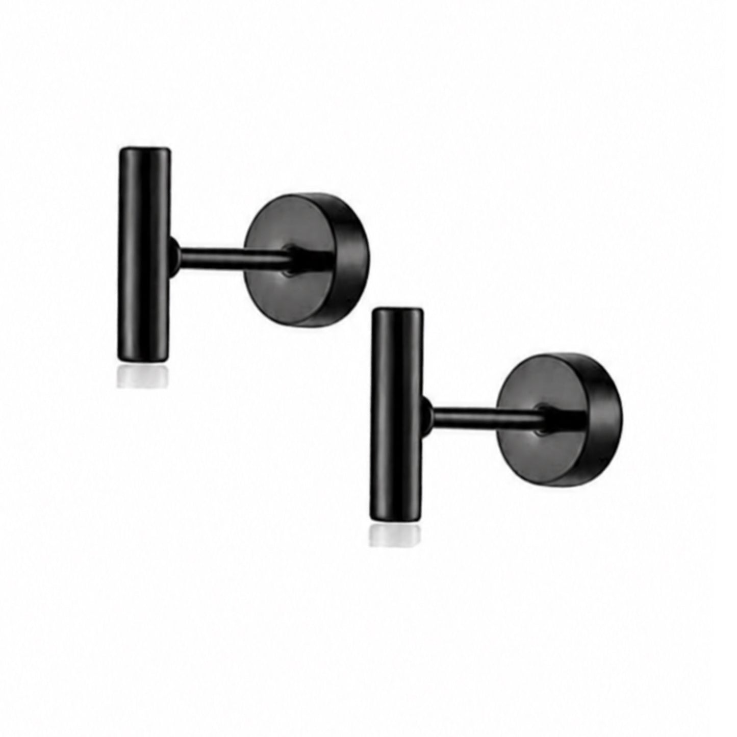 Black Bar Flat Back Stud Earrings