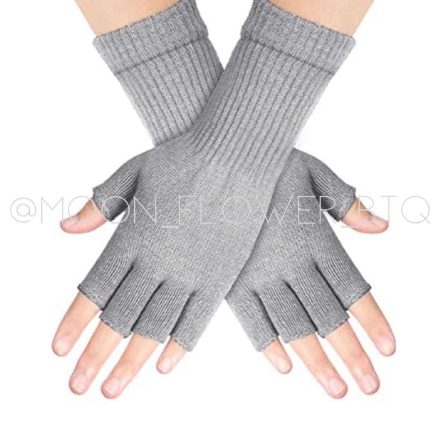 Light Gray Stretchy Fingerless Gloves