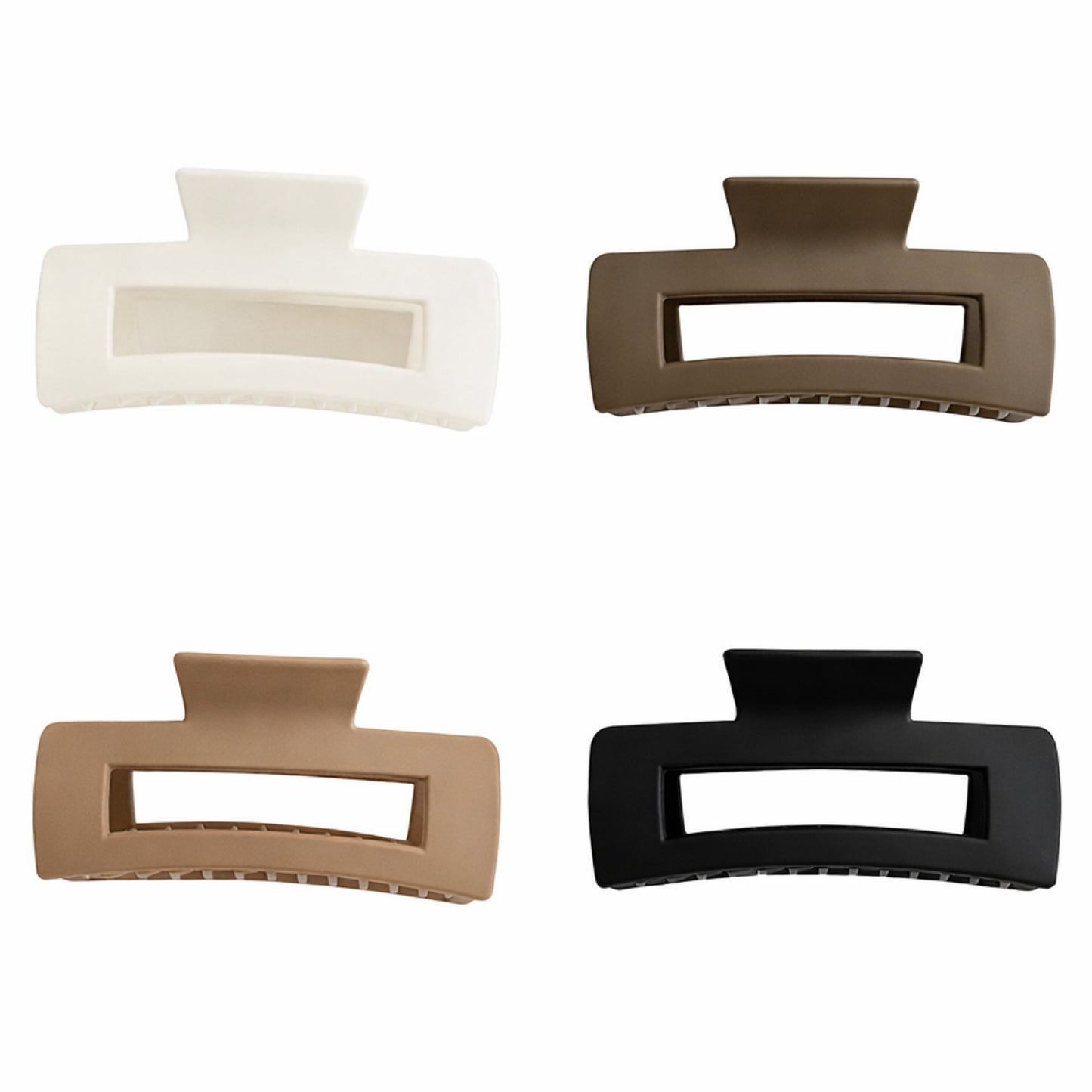 4 Piece Large 4” Matte Rectangle Claw Clip Set – Neutral Collection