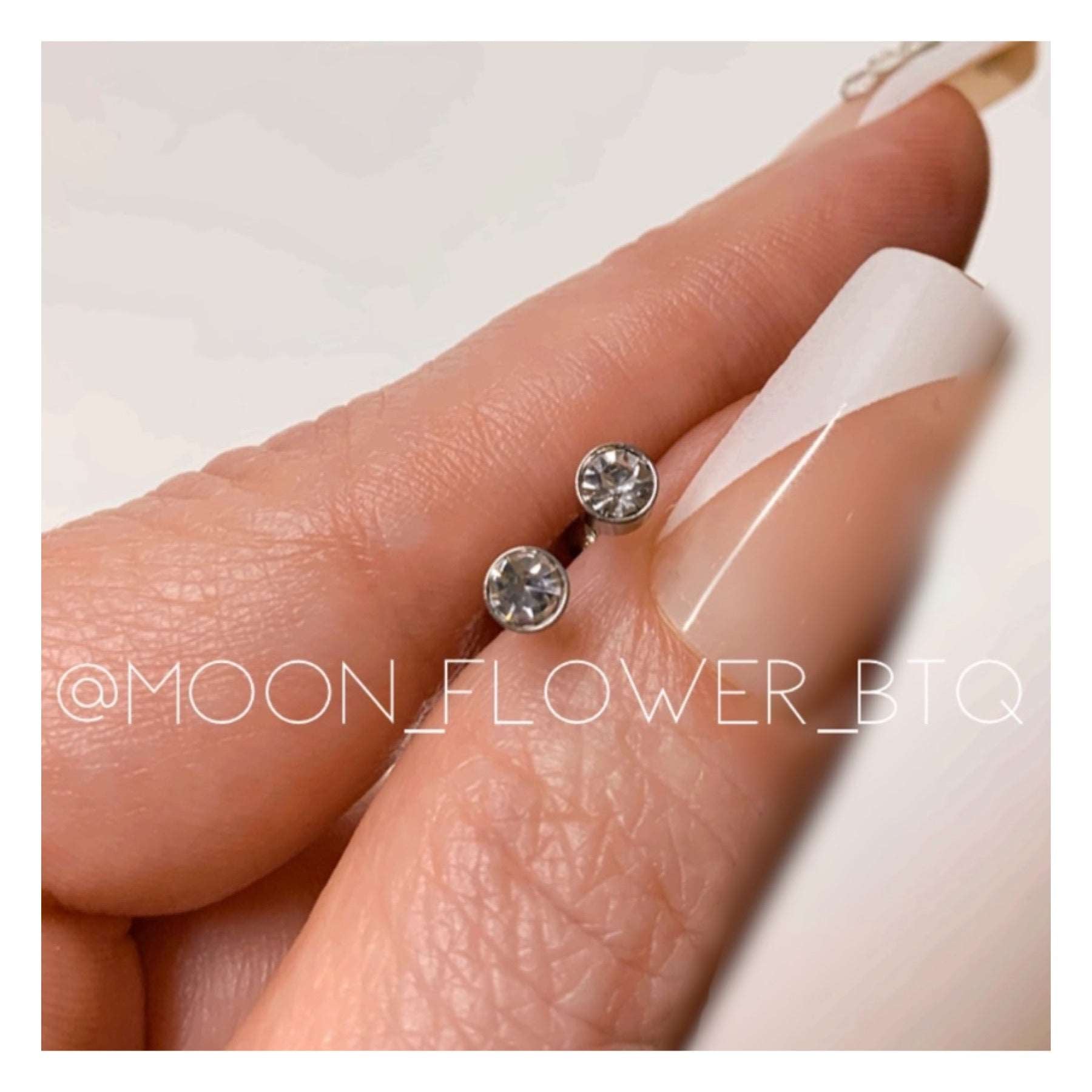 Silver CZ Barbell Earrings