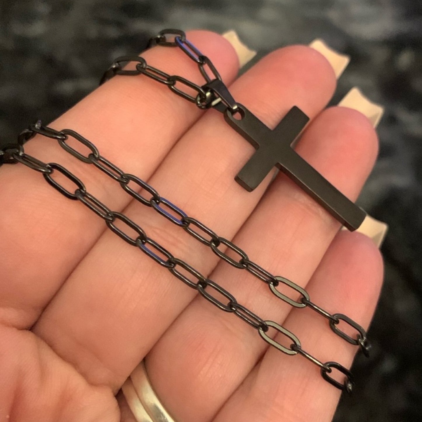 Simple Minimalist Black Cross Necklace