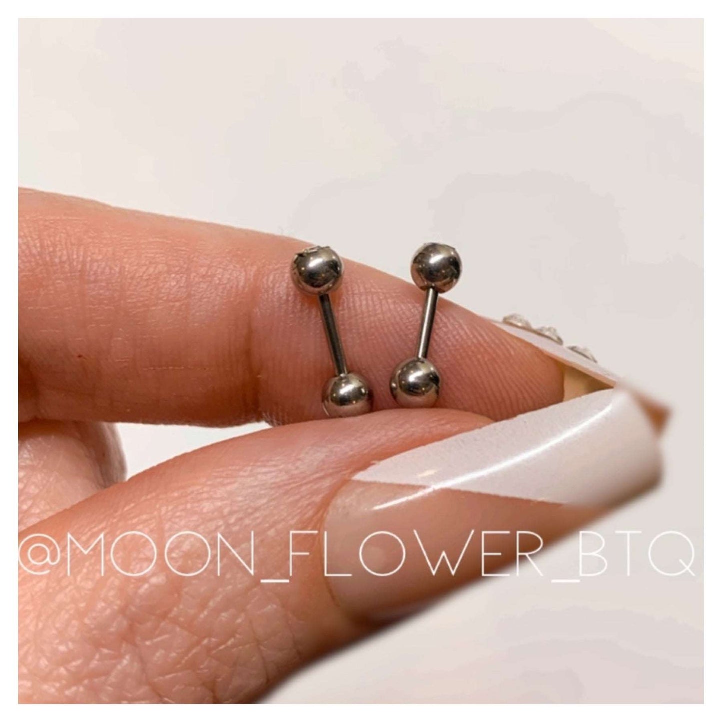 Silver CZ Barbell Earrings