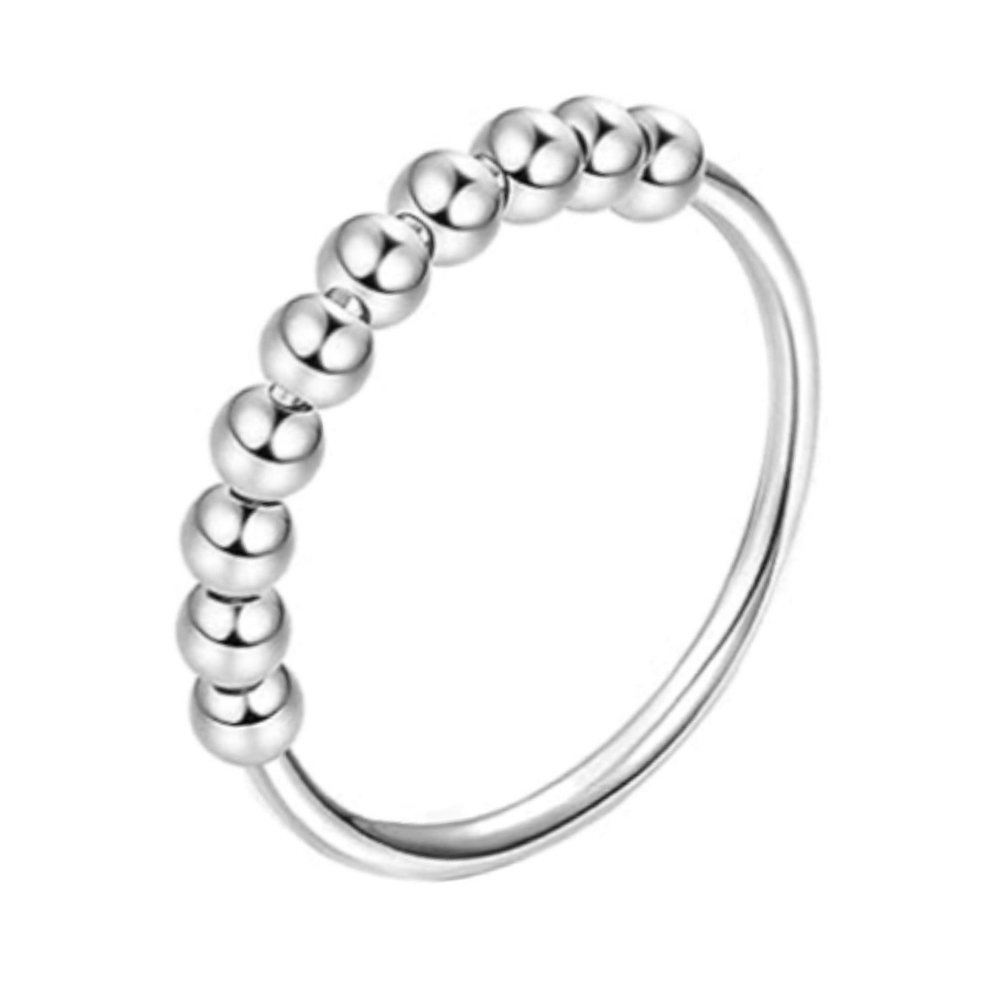 Moving Beads Stainless Steel Anxiety Fidget Ring