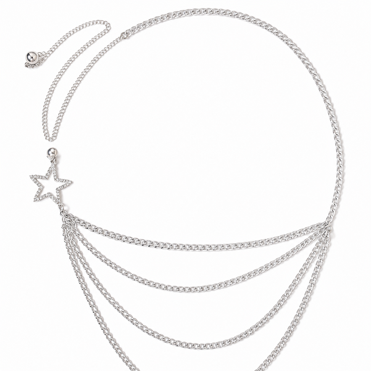 Rhinestone Star Chain Waist Belt