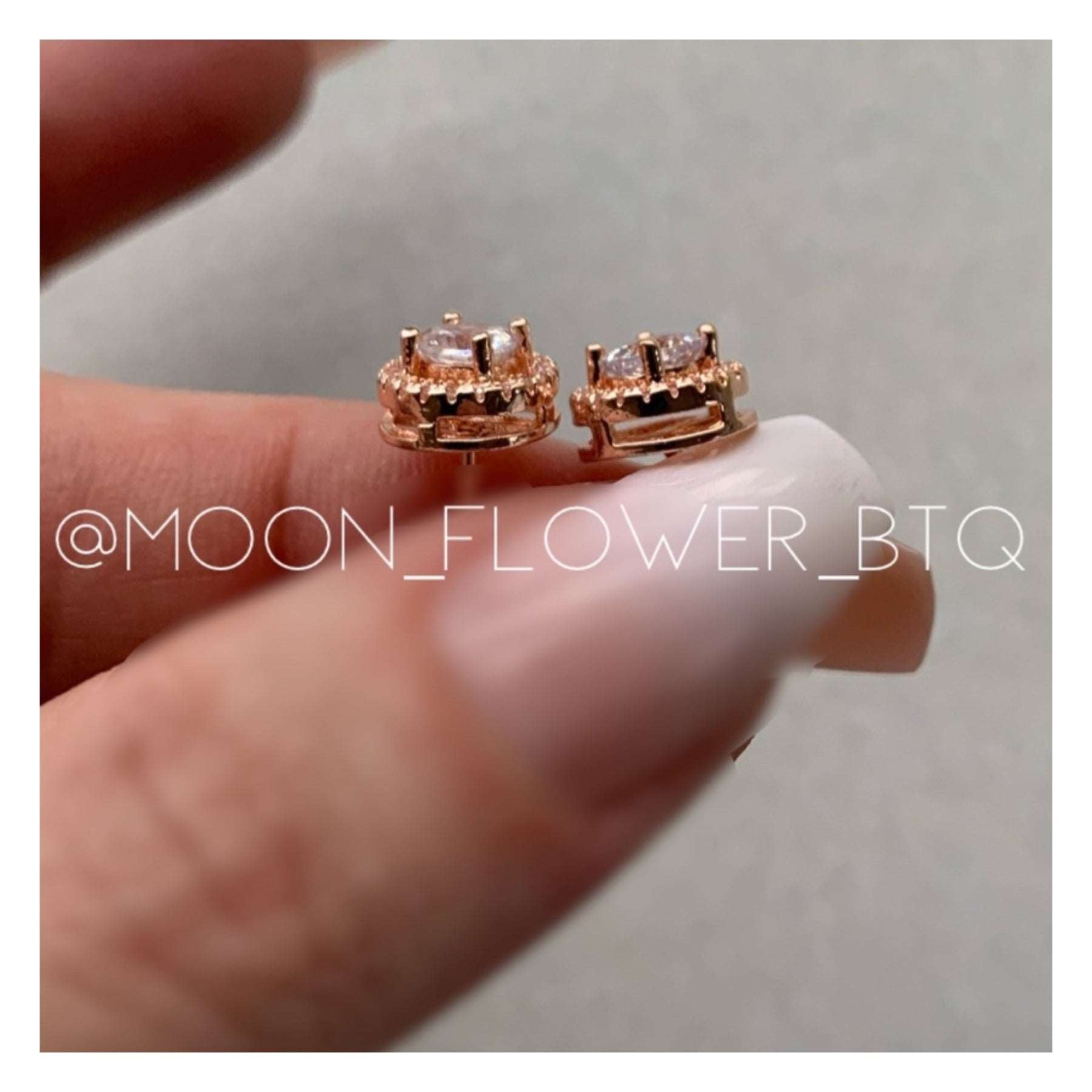 18k Rose Gold Halo Round CZ Earrings