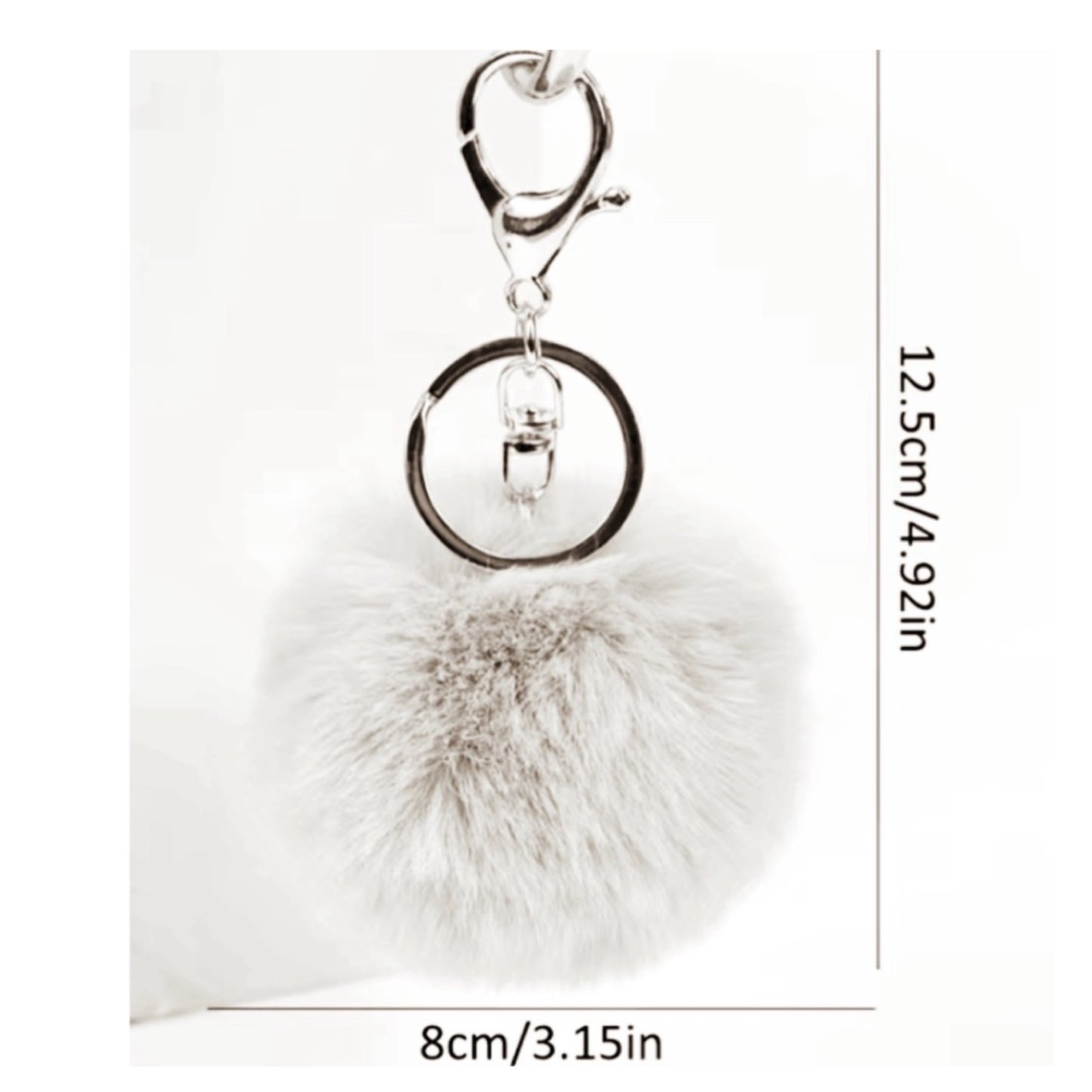 Dark Gray Soft Faux Fur Pom Pom Keychain Bag Charm