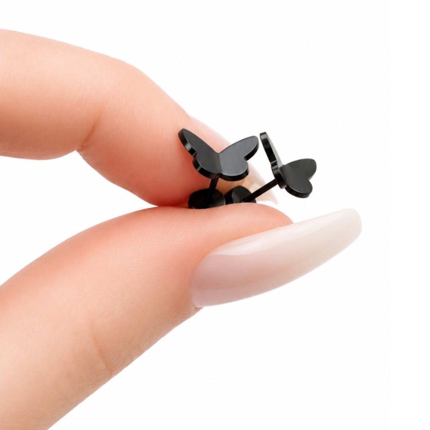 Black Butterfly Flat Back Stud Earrings