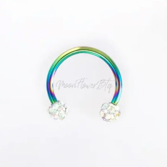 Rainbow CZ l Horseshoe Septum Ring