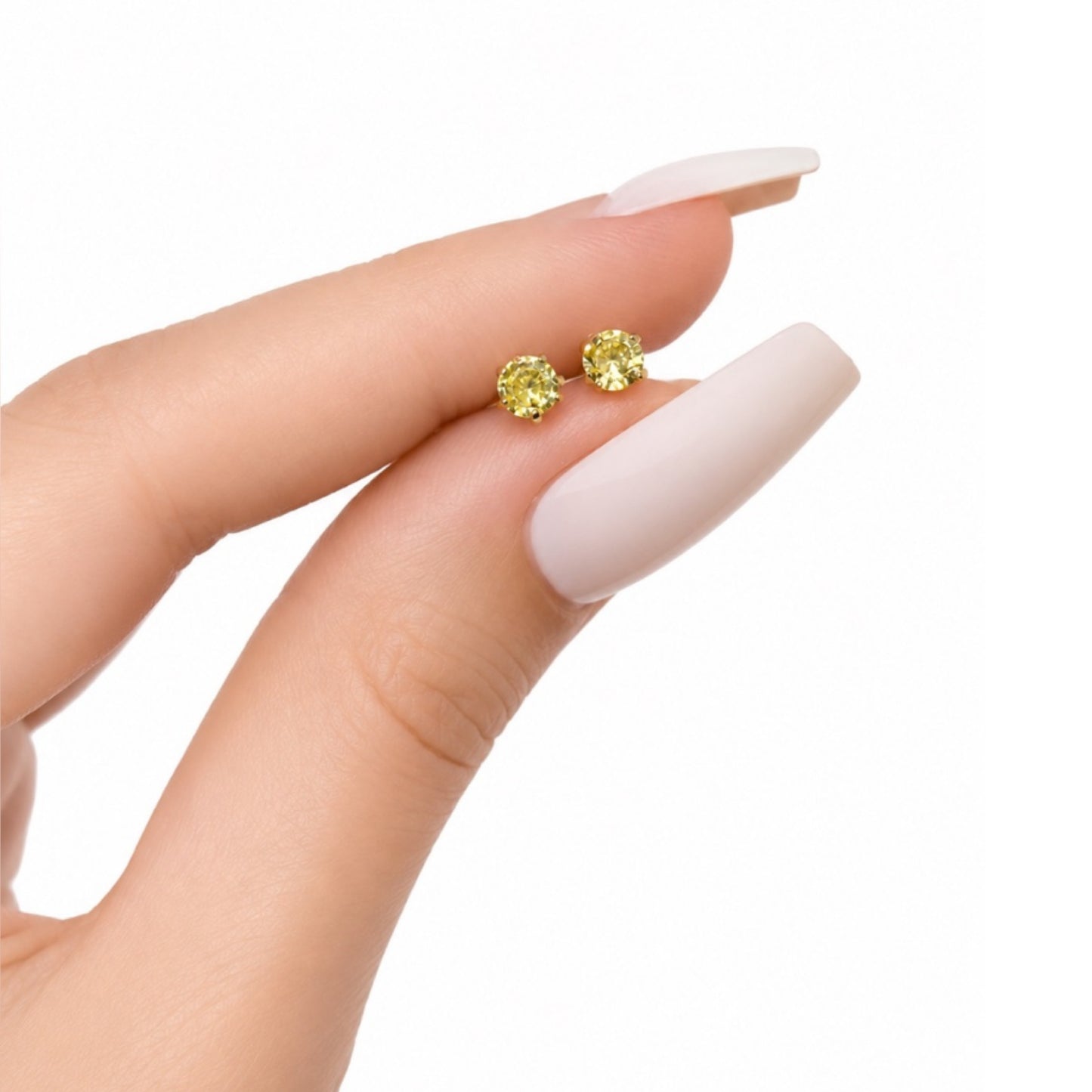 Yellow CZ Double Ended Screw Back Stud Earrings