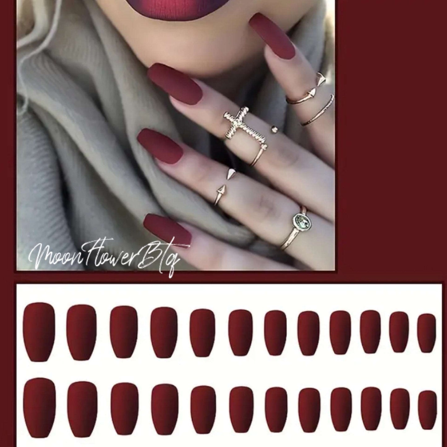 Deep Red Matte Ballet Press-On Nails