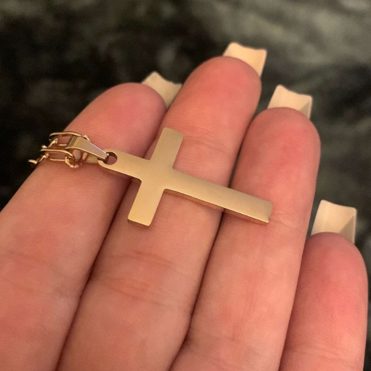 Simple Minimalist Rose Gold Cross Necklace