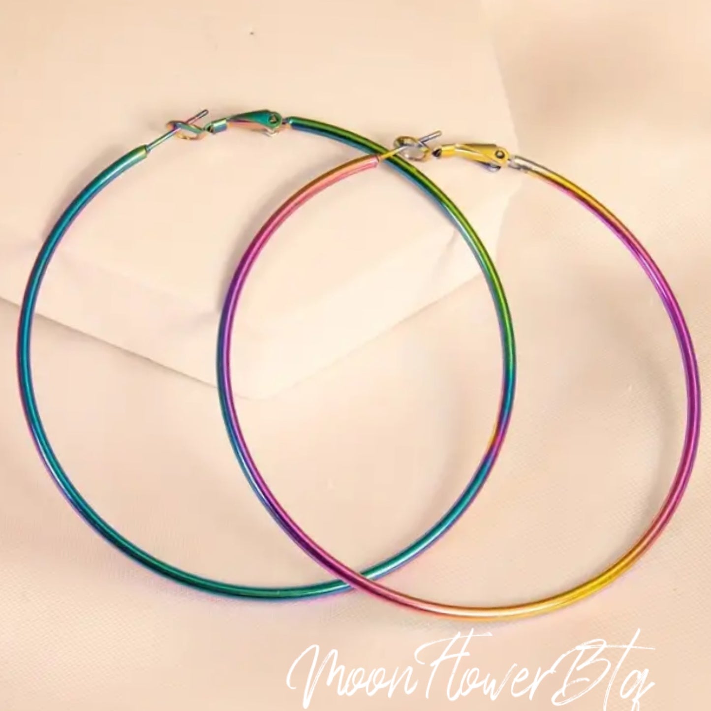 Large Rainbow Hoop Earrings