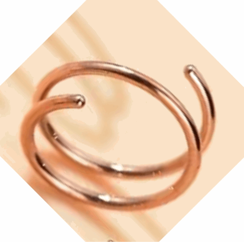 Double Hoop Nose Ring for Single Piercing - Rose Gold