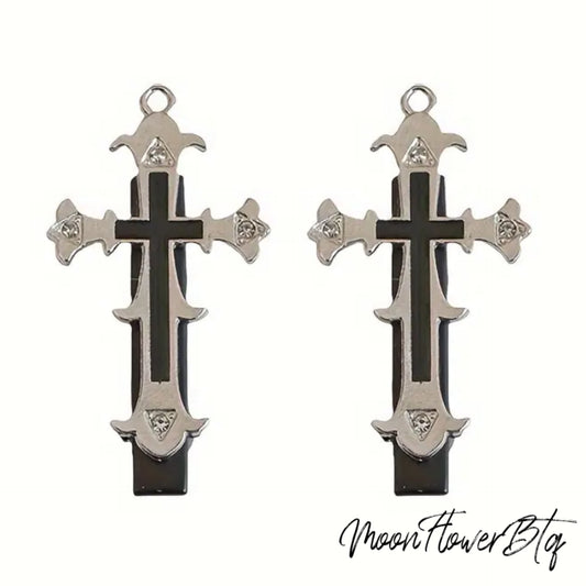 Gothic Cross Hair Clips