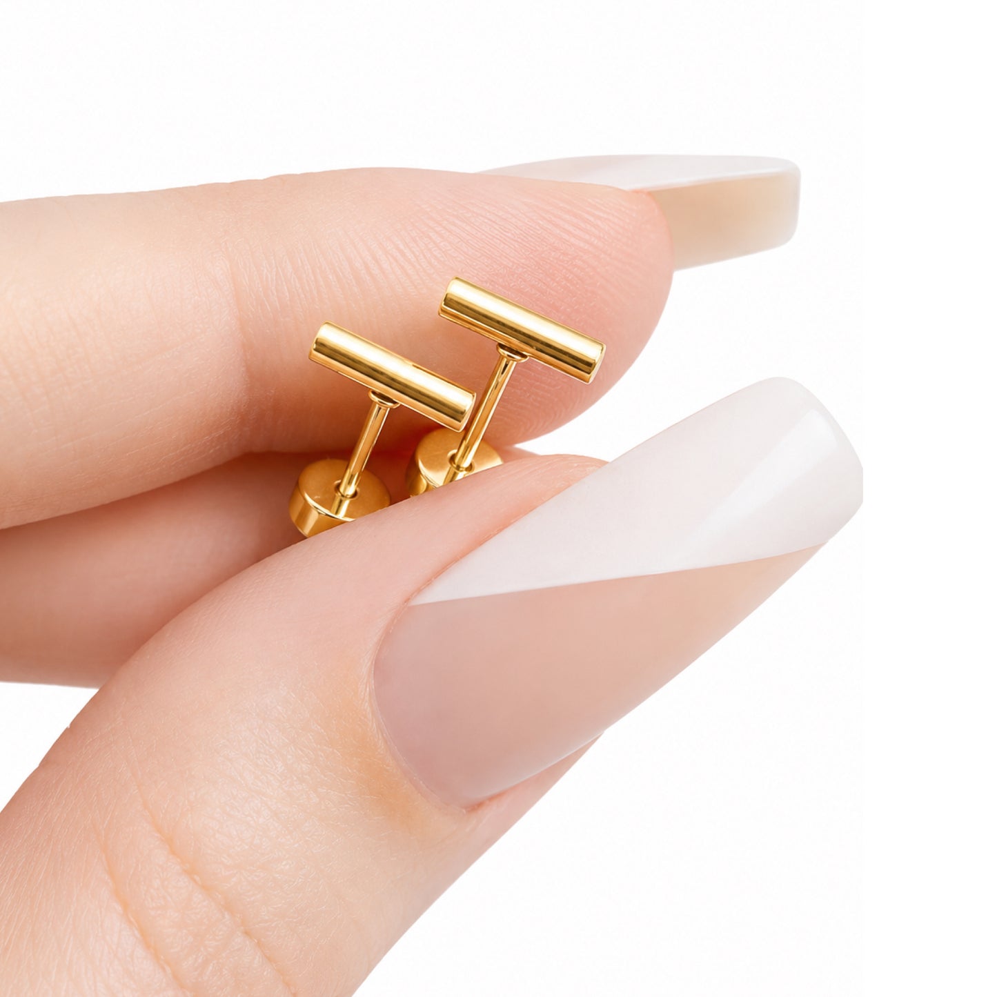 Gold Bar Flat Back Stud Earrings