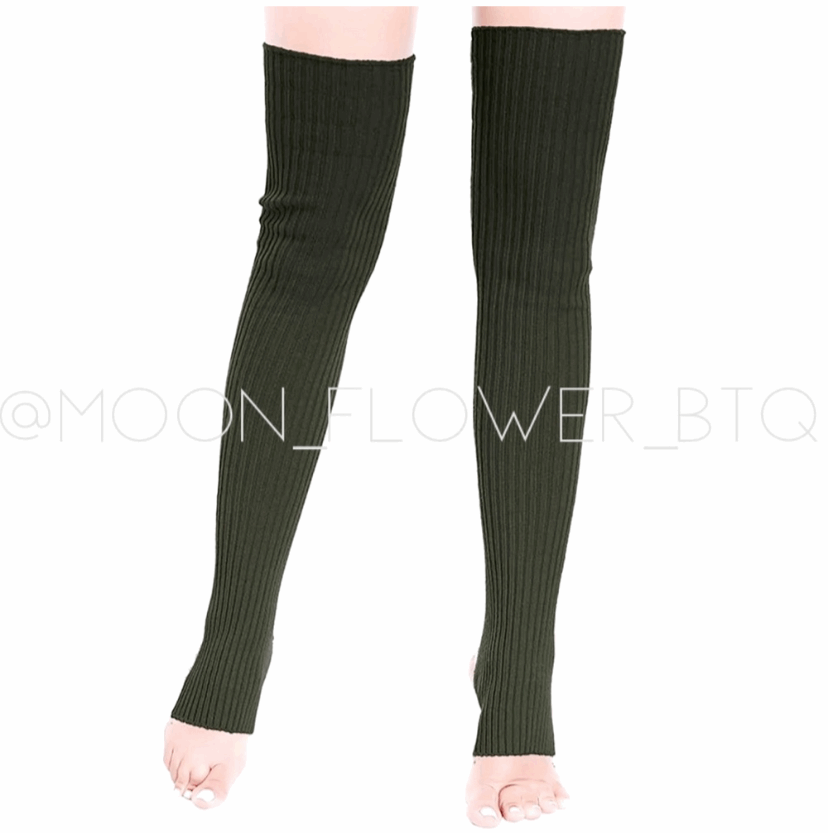 Dark Green Leg Warmers Toeless Yoga Dance Socks