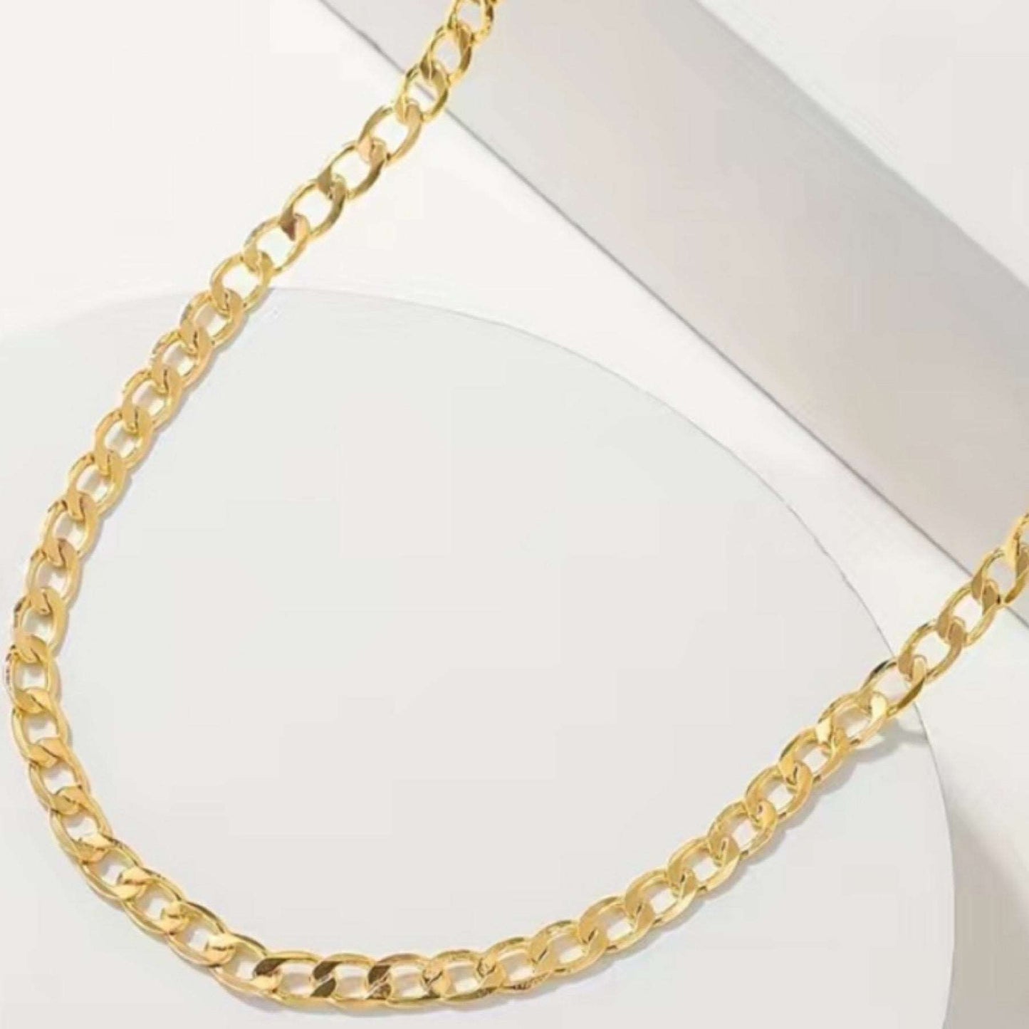 Gold Stainless Steel Curb Chain Necklace