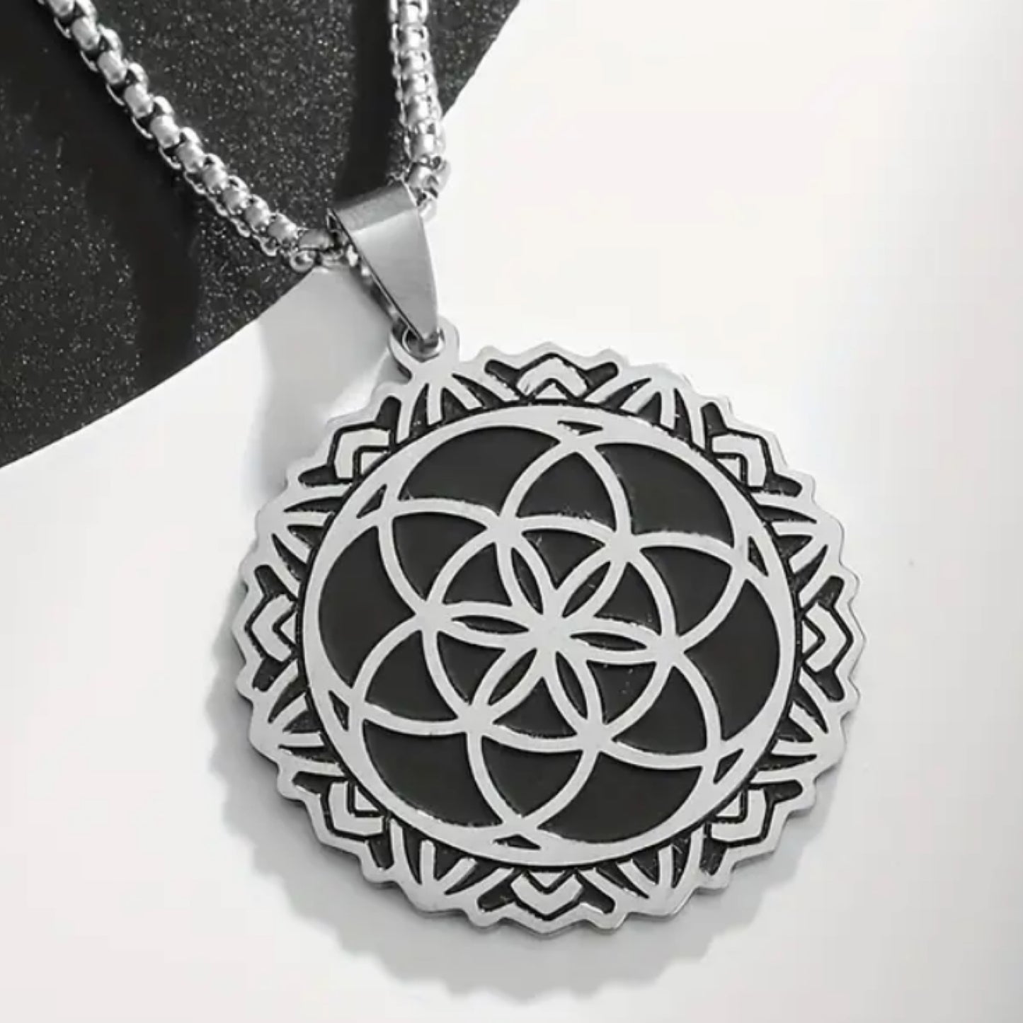 Silver Seed of Life Mandala Pendant Necklace